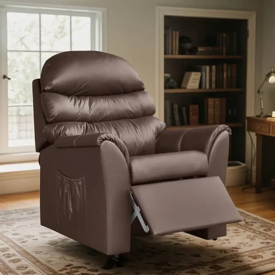 Poltrona Hospitalar Reclinável do Papai com Encosto para Descanso Corano Marrom Sala Quarto Top Sofas