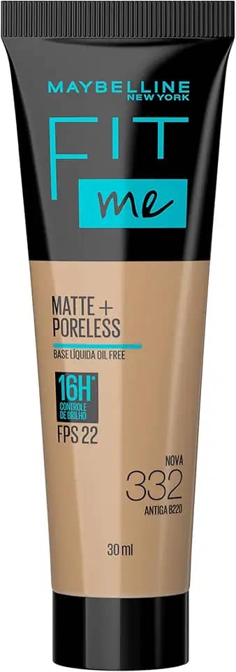 Base Líquida Maybelline NY Fit Me Matte FPS 22 Cor 332 (Antiga B220), 30ml
