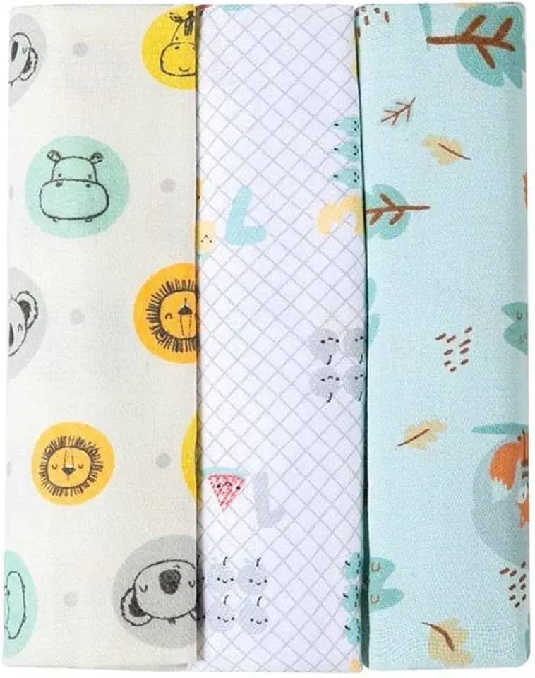 Kit 3 Cueiros Papi Flanelado 1,0x0,8m Estampado Neutro Verde