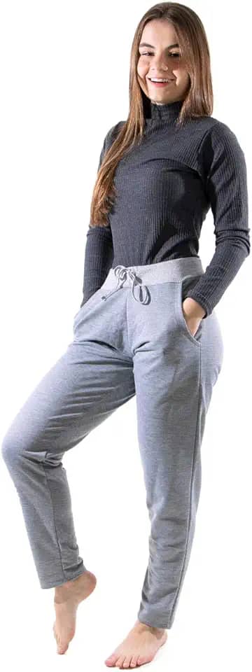 Calça De Moletinho Cintura Alta Moda Feminina 4 Estações