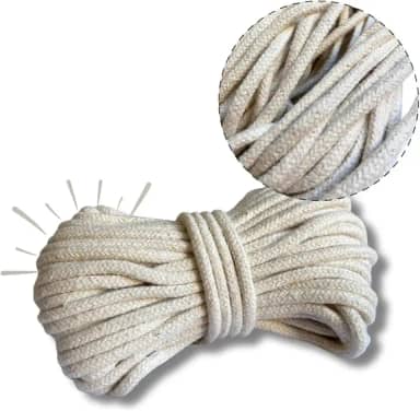 Corda para secador de roupas e varal 100% Algodão 15m x 5mm, Trançada Resistente, Alta Durabilidade, Secagem Segura