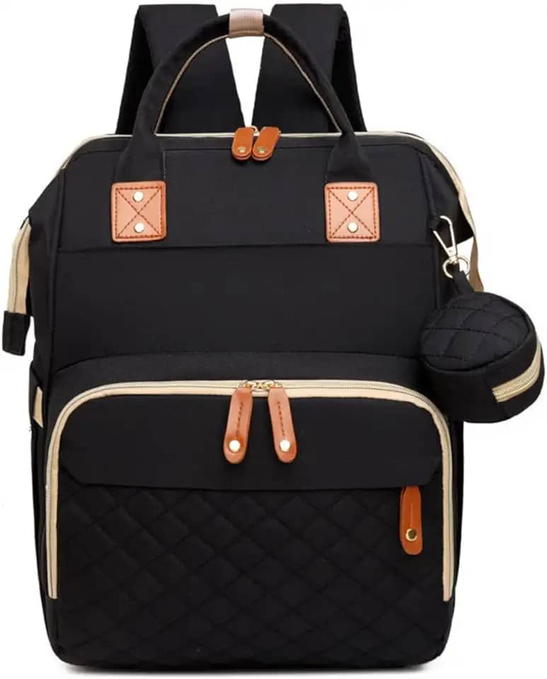 Mochila Maternidade Impermeável Unissex Grande Capacidade — Bolsa Mochila Bebê Menino/Menina com Abertura Extra Larga, Zíper Duplo SBS, Bolso Traseiro Antirroubo e Alças Acolchoadas