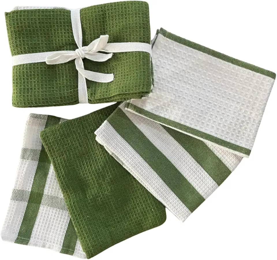 Jogo 4 Panos de Prato Pano de Copa Algodão 60x40cm Verde Estampado