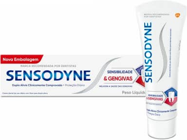 Sensodyne Creme Dental para Sensibilidade e Gengivas com Flúor, Duplo Alívio, 100g, eficaz para a sensibilidade dentária