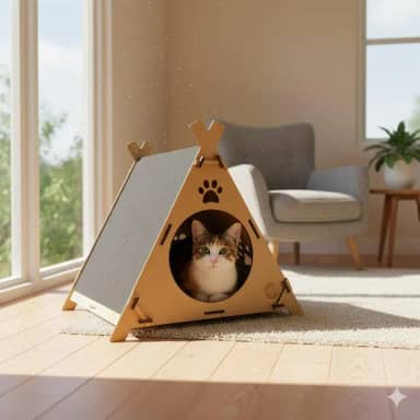 Cabana Casinha Toca com Arranhador Para Gatos