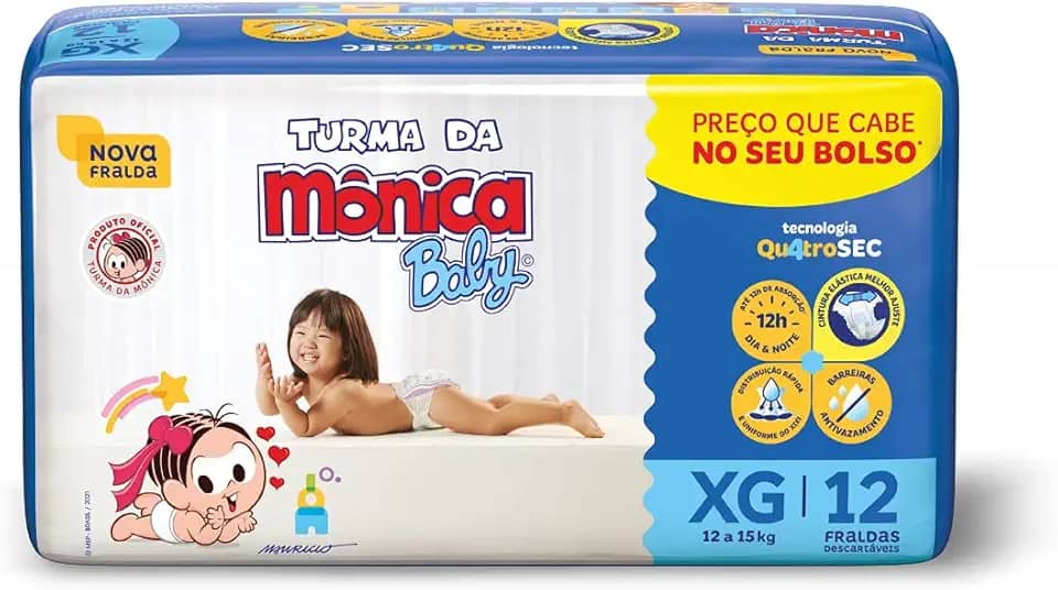 Fralda Turma da Mônica Baby Jumbinho XG 12 Unidades