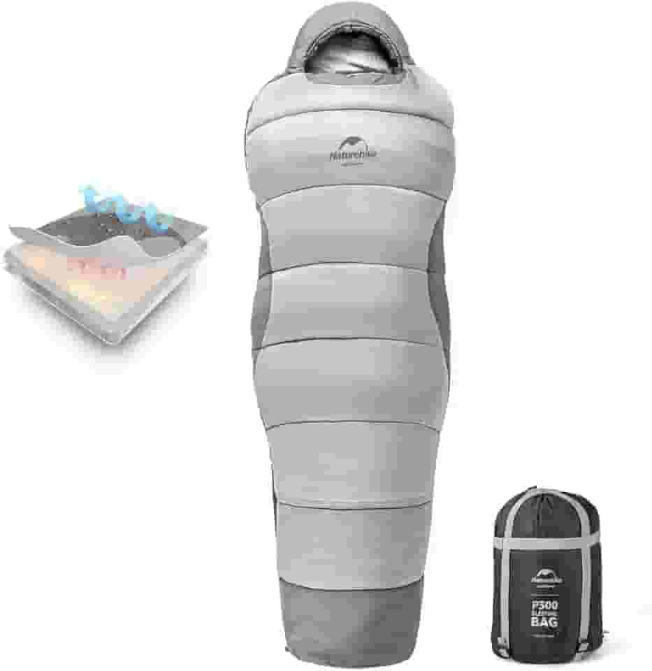 Naturehike Saco de Dormir P300, 0,6-6.1 °C (1-6℃), Marrom Claro, Regular, À Prova de Vento e Água, Compressível e Leve, com Bolsa de Armazenamento Inclusa