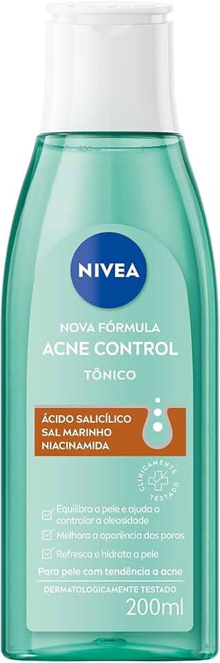 NIVEA Tônico Facial Acne Control 200ml - Ajuda a controlar a oleosidade, não obstrui os poros, remove células mortas, reduz a vermelhidão e hidrata a pele acneica