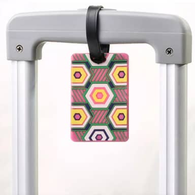Etiqueta de bagagem (geométrica multicolorida) - Etiqueta de identificação durável para malas e bolsas