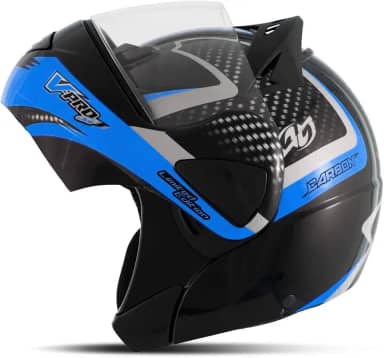 CAPACETE ESCAMOTEÁVEL PRO TORK V-PRO JET 2 CARBON PRETO - AZUL TAM. 60