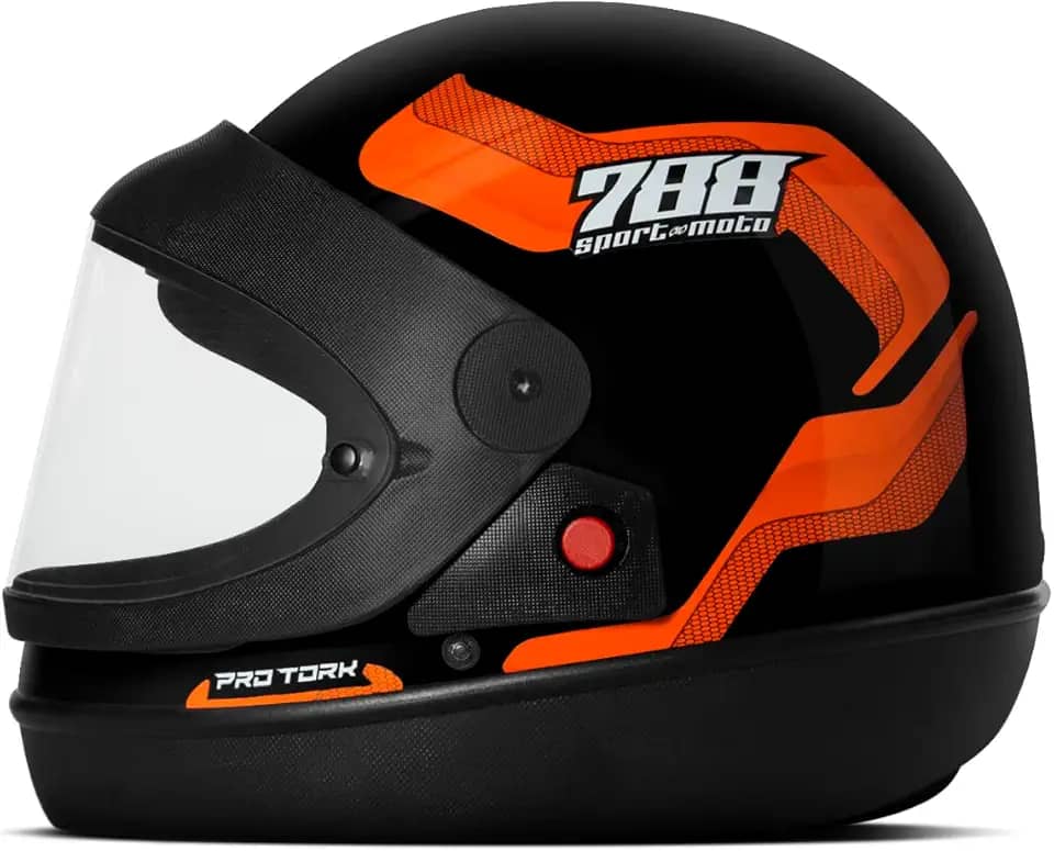CAPACETE FECHADO PRO TORK SPORT MOTO 788 PRETO - LARANJA TAM. 62