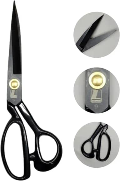 Tesoura Alfaiate Costura Reforçada Titanium Profissional 9'' Artesanato Teflon Cortar Tecido Aço Alemão