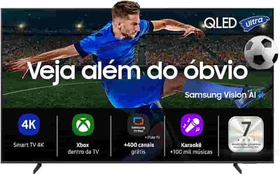 Samsung Vision AI TV 43' QLED Ultra 4K QEF1 2025, Pontos Quânticos, Processador com AI, Art Store, Alexa