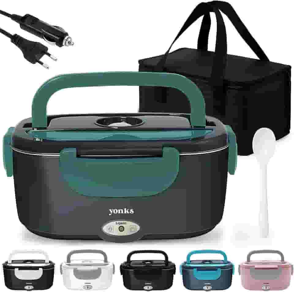 Marmita Elétrica Yonks 60W com Bolsa Térmica – Bivolt 110V/220V + Cabo Veicular 12V/24V – Marmita para Carro e Caminhão (Verde)