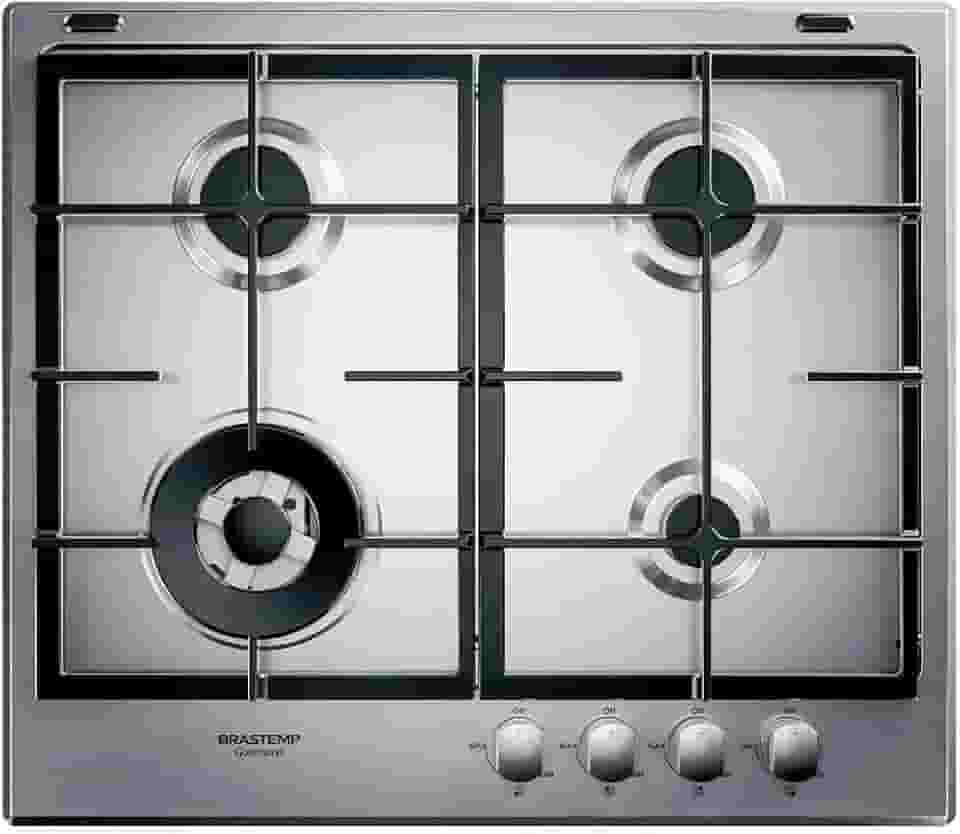 Cooktop 4 bocas Brastemp Gourmand Inox com duplachama e trempe com ferro fundido - BDK60DR 220V