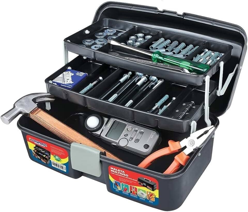 Maleta De Pesca 2 Bandejas Articuladas Preta Arqplast