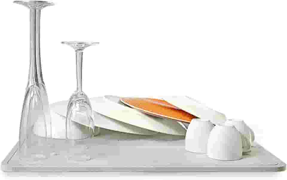 Momo Lifestyle Escorredor de Louças Seca Rápido Ultra Absorvente de Terra Diatomácea DryPad, Não Enferruja, Antiderrapante (40 x 50 cm, Cinza Névoa)