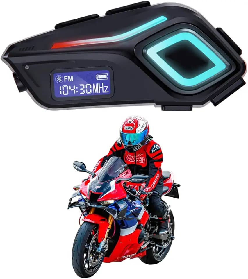 Fone de Ouvido Bluetooth para Capacete de Motocicleta, Cancelamento de Ruído Bluetooth 5.3 para Motoboy, Bateria de longa duração, à prova d'água