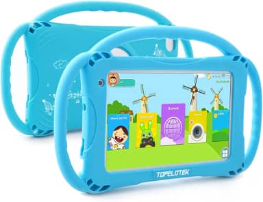 Tablet infantil Android de 7 polegadas, tablet infantil de 32 GB, tablet para crianças, aplicativo pré-instalado e controle dos pais, crianças, educação, tablet, WiFi, câmera à prova de crianças com alça, Netflix, YouTube para idades de 3 a 14 anos