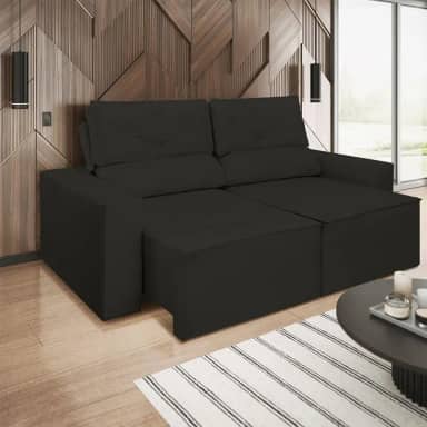 Sofá Retrátil/reclinável 2,00m Confortável Luxo Balaqui Cor:preto