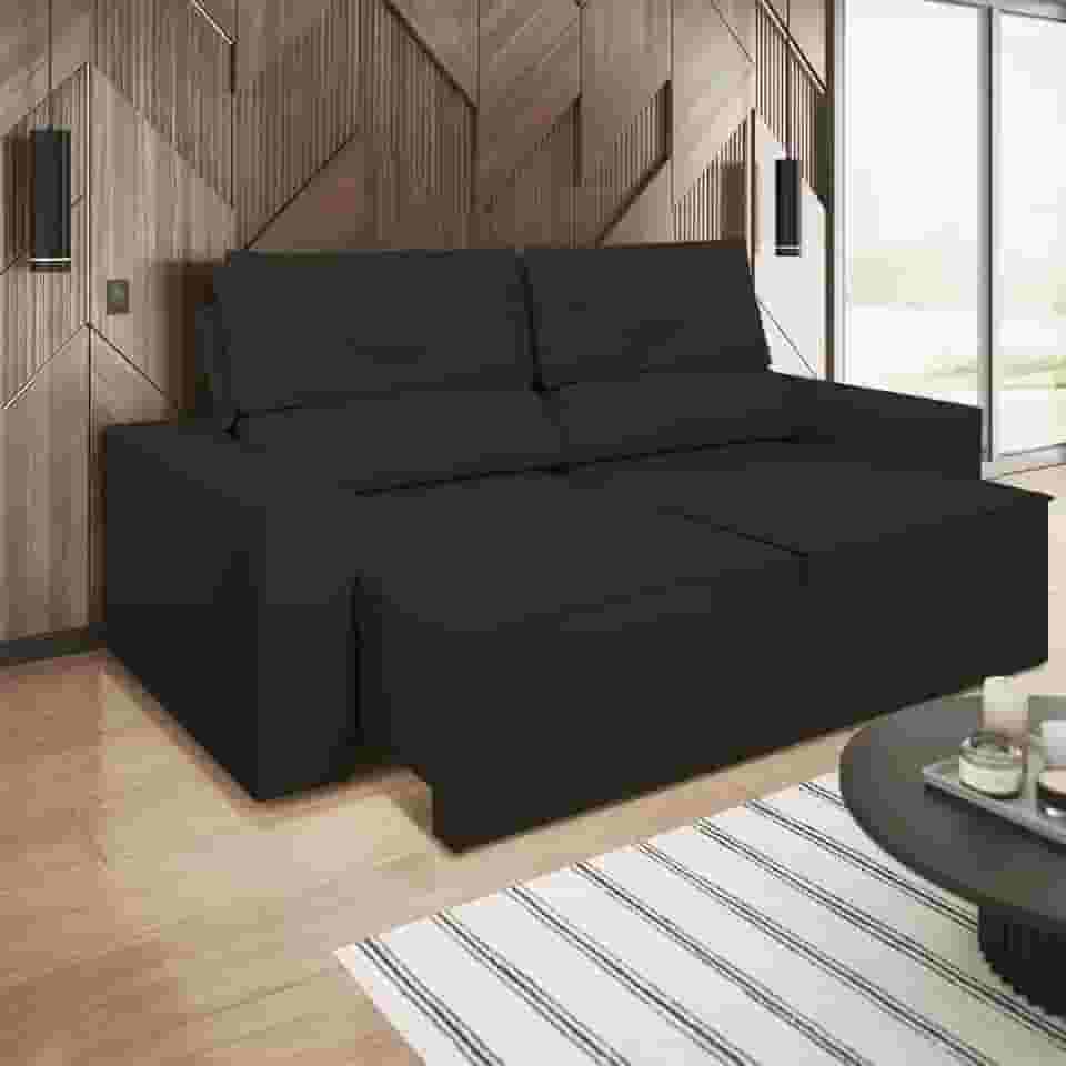 Sofá Retrátil/reclinável 2,00m Confortável Luxo Balaqui Cor:preto