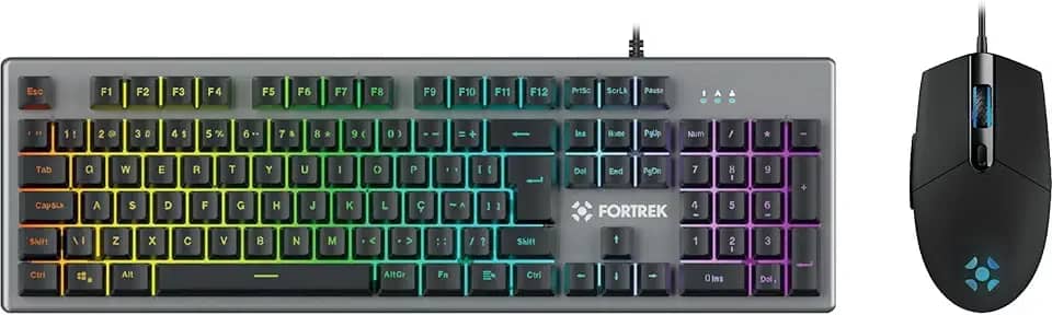 Kit Teclado + Mouse Gamer 6400 DPI Ranger RGB Rainbow Grafite Fortrek