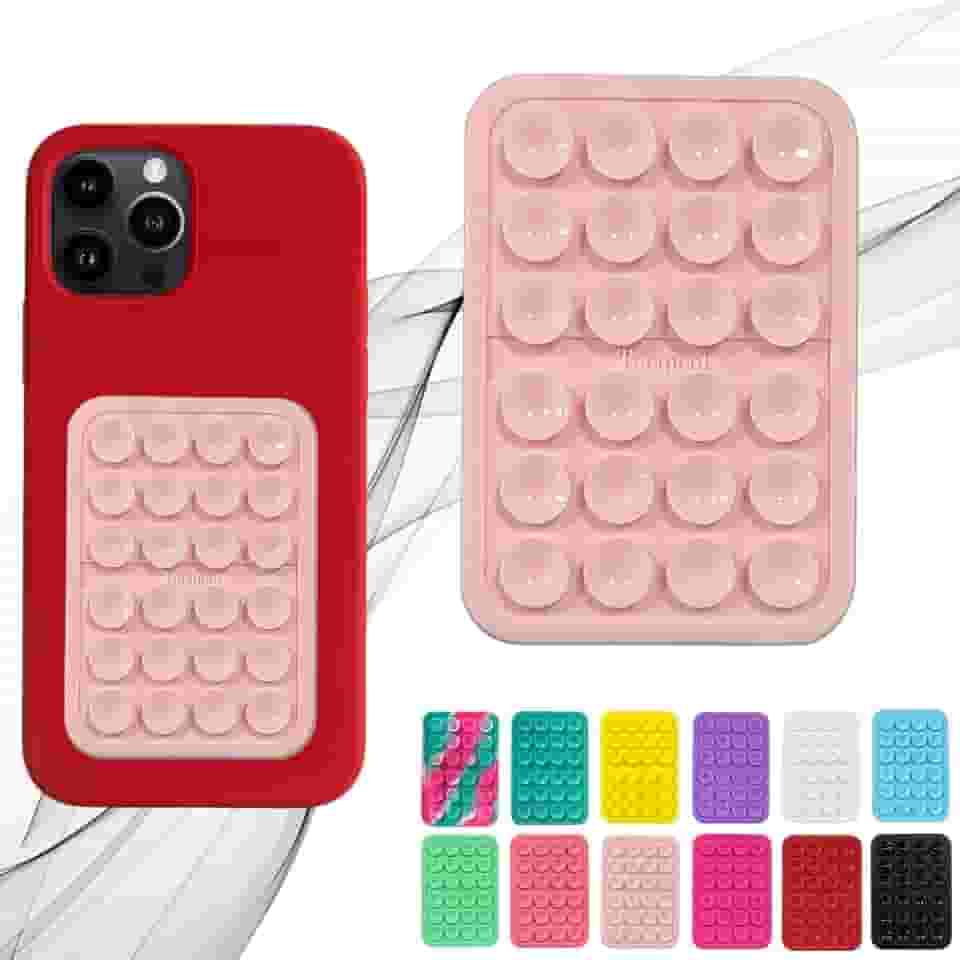 Acessório de telefone com sucção para iPhone e Android Rosa | Adesivo de silicone, mãos livres, brinquedo fidget espelho, suporte de telefone de chuveiro, vídeos Tiktok e selfies