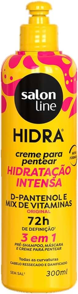 Salon Line, Creme para Pentear, Hidra, D-Pantenol 3 em 1, Vegano - Para Cabelos Ondulados, Cacheados e Crespos, 1kg