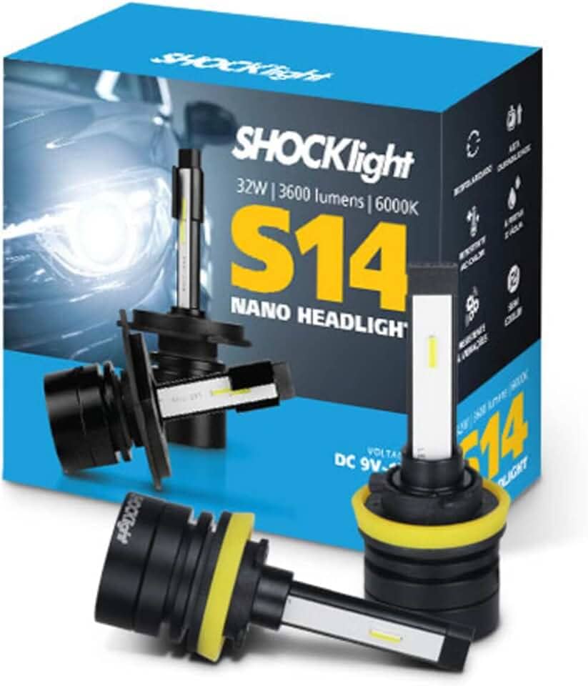 Par de Lâmpada Led do Farol H8, H9, H11, H16/2-Nano S14-3600 Lumens 6000K 12V 32W Shocklight - SLL-140011, Azul