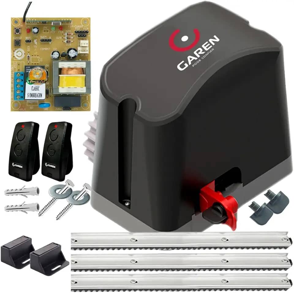 Kit Motor de Portão Deslizante De Correr Completo 2 Controles 3m Cremalheira (110, Volts)