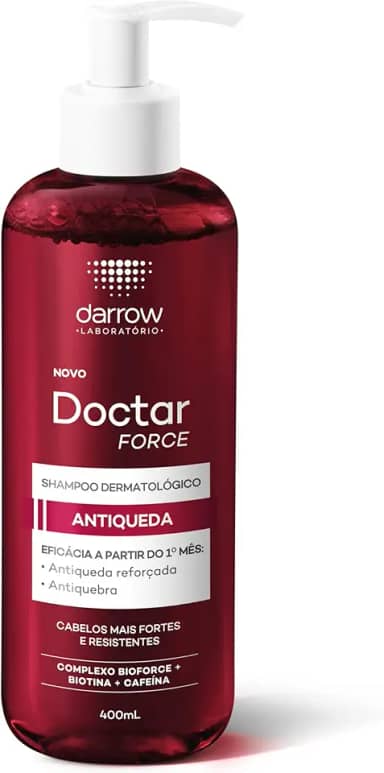 Darrow Doctar Force Shampoo Dermatológico Antiqueda com Complexo Bioforce, Biotina e Cafeína para Cabelos Mais Fortes e resistentes. Eficácia a partir do 1° mês: antiqueda reforçada e antiquebra, 400ml