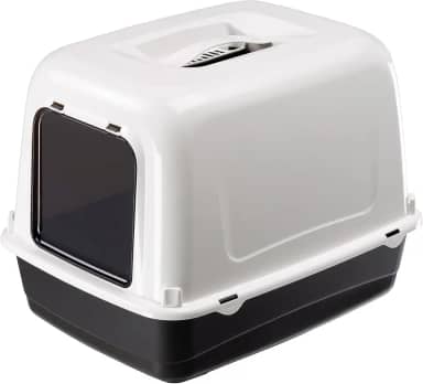 Ferplast CLEAR CAT 10, sanitário fechado para gatos com filtro de carbono antiodor, porta escurecida e alça, preto