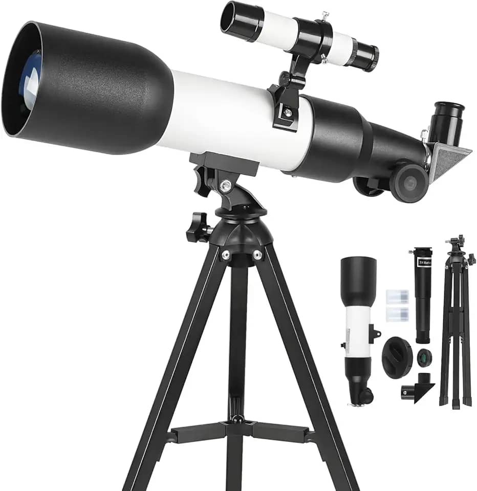 Kit Telescopio Astronômico Luneta com Tripé, Telescopio Astronomico Luneta, Telescópio Refrator Portátil, Telescópios Astronômicos com Abertura de 60 mm