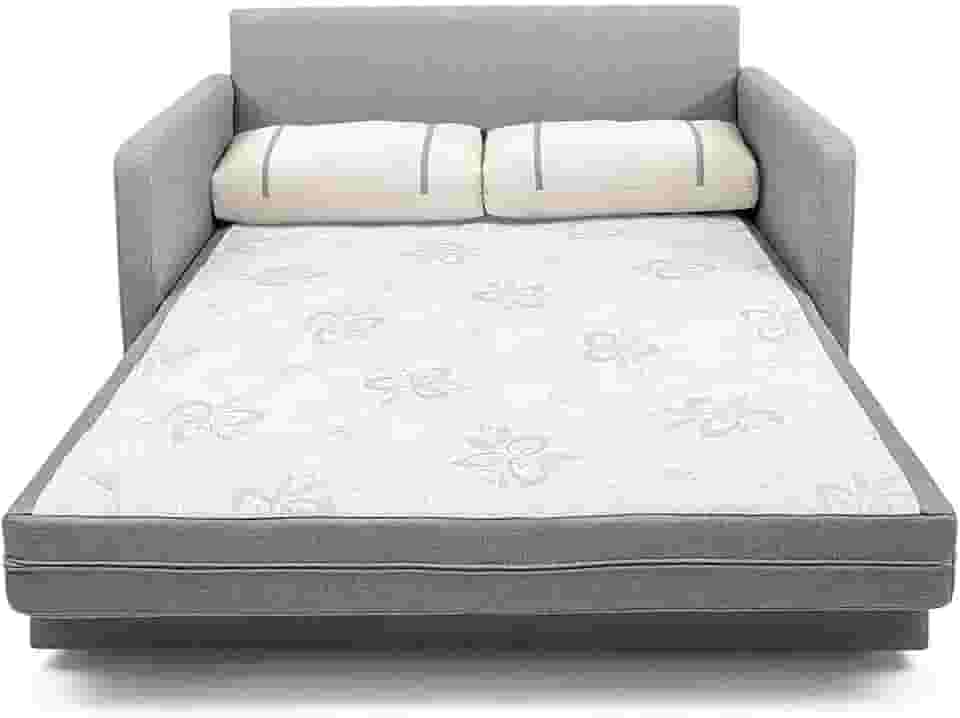 Sofá-cama Herval Aurora, com Colchão de Casal, 2 Lugares, Linho Chumbo