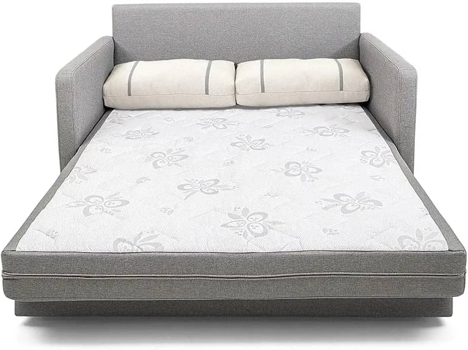 Sofá-cama Herval Aurora, com Colchão de Casal, 2 Lugares, Linho Chumbo