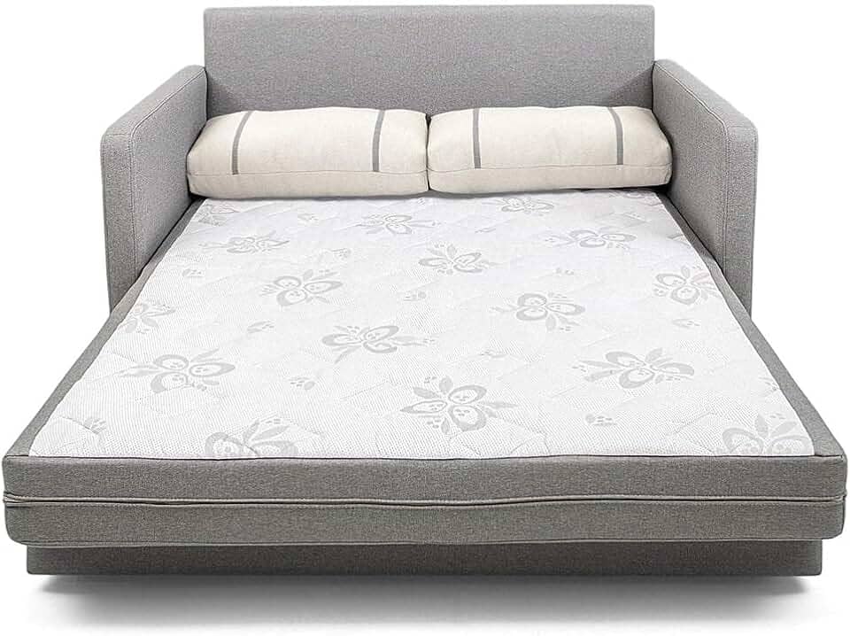 Sofá-cama Herval Aurora, com Colchão de Casal, 2 Lugares, Linho Chumbo