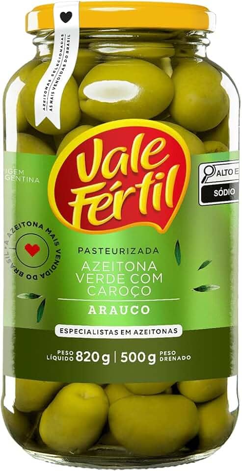 Vale Fértil Azeitona Verde Em Conserva Com Caroço Vidro 500G
