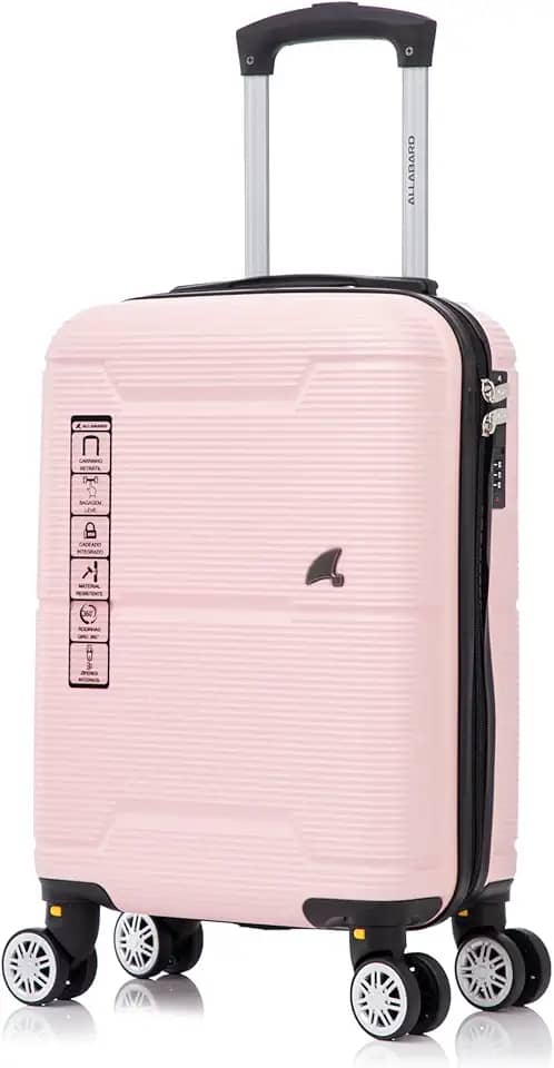 Mala de Bordo 8kg em ABS Rígido Padrão ANAC com Rodinhas 360 e Cadeado Numérico com Senha Verona 18 (Rosa)