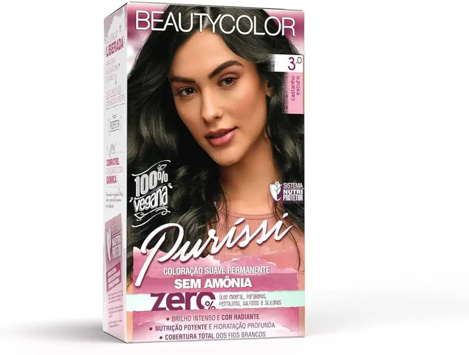 Coloração Kit BEAUTYCOLOR Puríssi Sem Amônia - 3.0 Castanho Escuro