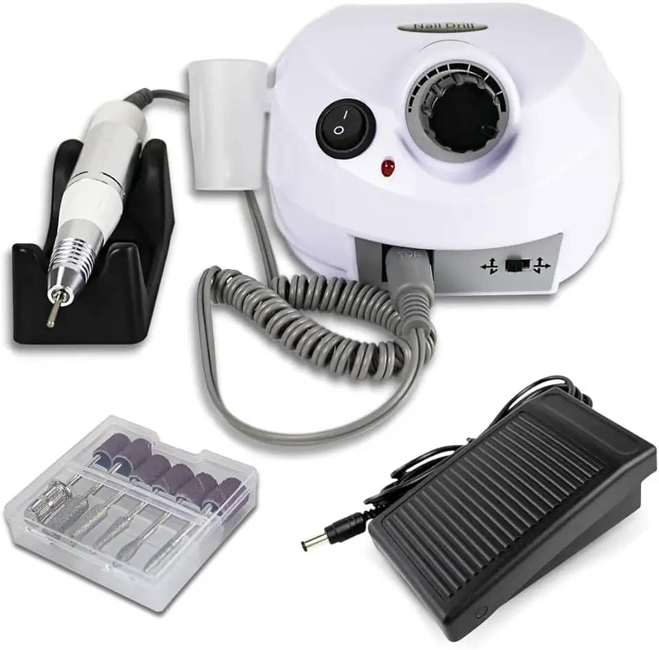 Lixadeira Elétrica Motor Nail Drill Porquinho Bivolt Branco