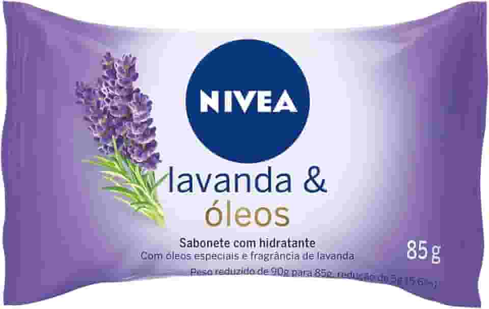 NIVEA Sabonete em Barra Lavanda & Óleos 85g - Limpa e cuida da pele, com óleos vegetais, fragrância intensa, espuma cremosa, hidratação e maciez