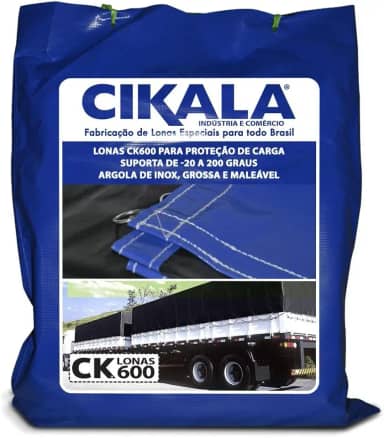 Lona para Caminhão 2.5x2.5 M Azul CK600 Micras em PVC Emborrachado – Impermeável, Meia Argola Resistência e Segurança para Grandes Cargas