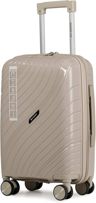 Mala de Bordo 8KG em PP Rígido Rugoso Anti Arranhão com Rodinhas 360° Removíveis e Ziper Duplo Antifurto Cadeado com Senha Shore 18 (Cinza claro)