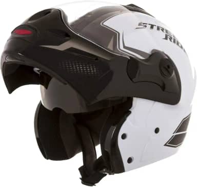 Capacete de Moto Mixs MX Captiva Street Rider Com Viseira Interna Solar Óculos de Sol Articulado Escamoteável Robocop Branco
