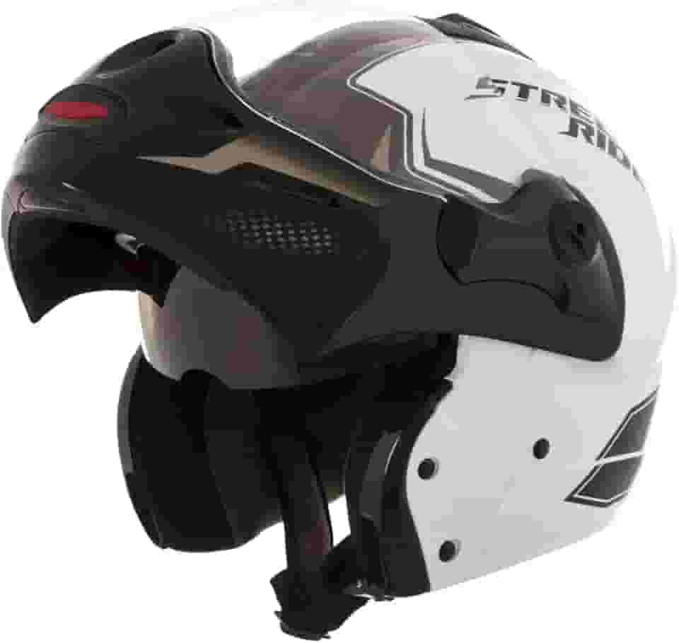 Capacete de Moto Mixs MX Captiva Street Rider Com Viseira Interna Solar Óculos de Sol Articulado Escamoteável Robocop Branco