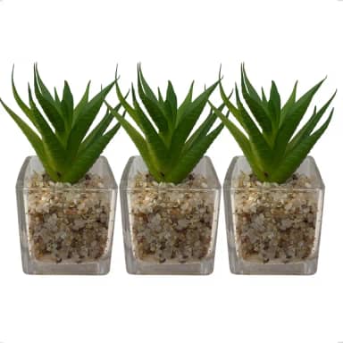 Mini Vaso Decorativo com Suculenta Artificial em Vidro, 5 x 8 cm, Transparente (3)