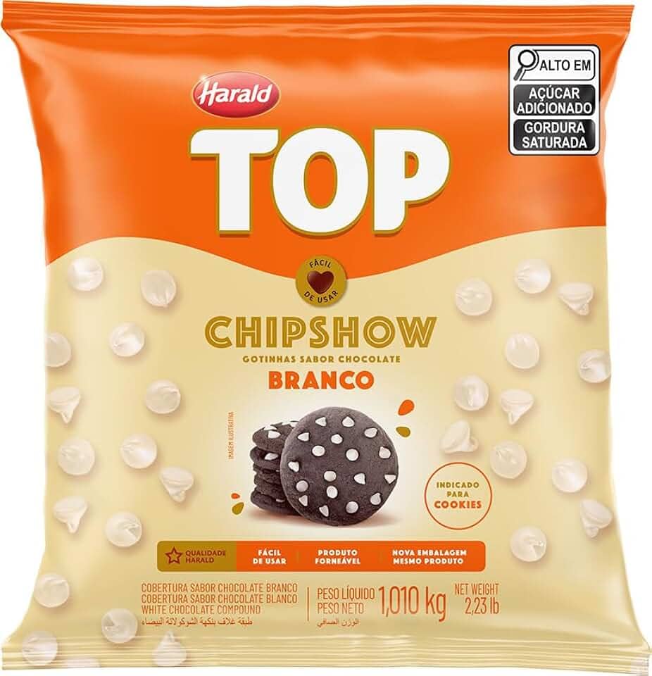 Chocolate Gotas Fracionado Branco Chipshow 1,01Kg Harald
