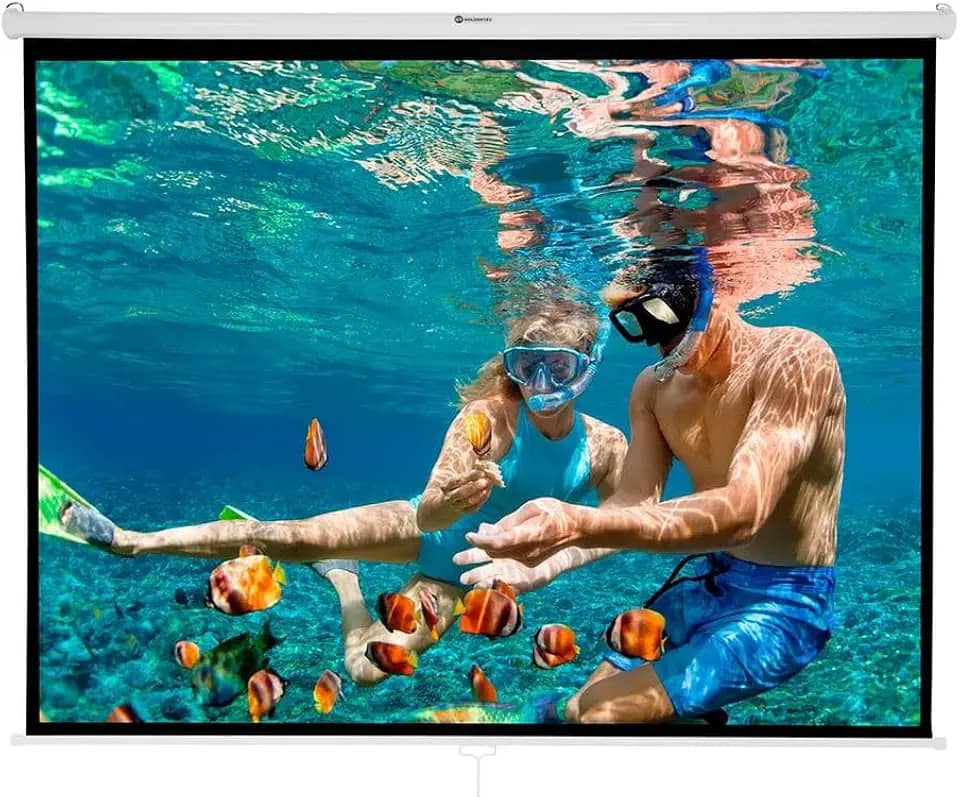 Tela de Projeção Retrátil Para Projeção De Vídeos 78,7 Polegadas 200x150cm com Argola Para Teto/Parede Goldentec Branco
