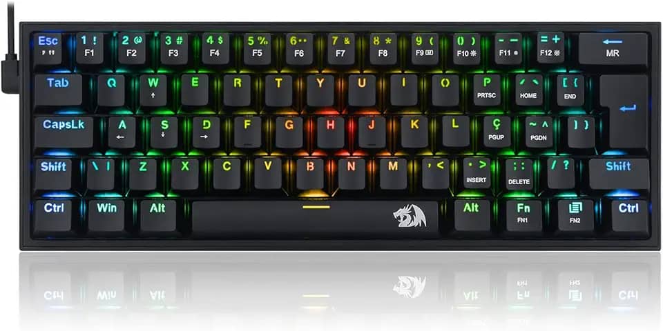 Redragon TECLADO MECANICO GAMER FIZZ RGB PRETO SWITCH MARROM