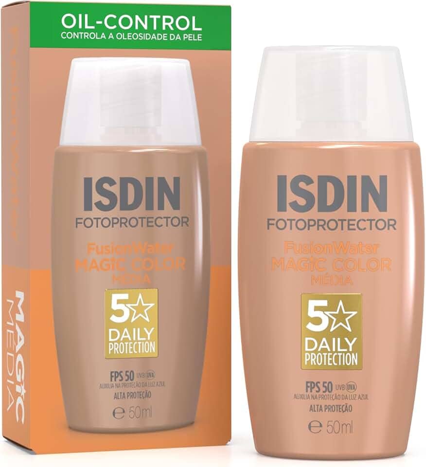 ISDIN Protetor Solar Facial Fusion Water Magic Color FPS 50 - Cor Média - 50ml